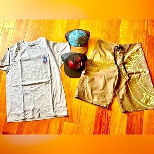 HINANO TAHITI Clothes/Hat LOT T-Shirt BoardShorts 2 - Hats size M/30